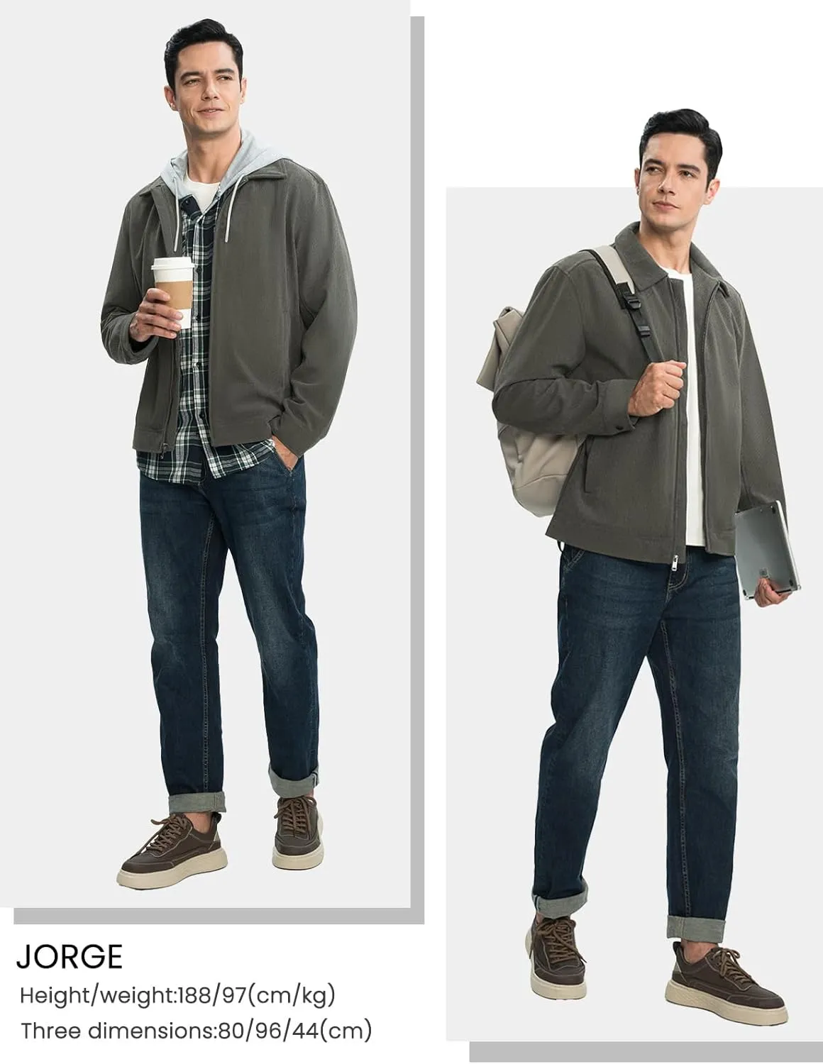 Rdruko Men's Corduroy Jacket Windbreaker Lightweight Casual Stylish Full Zip Bomber Jackets with Zipper Pockets