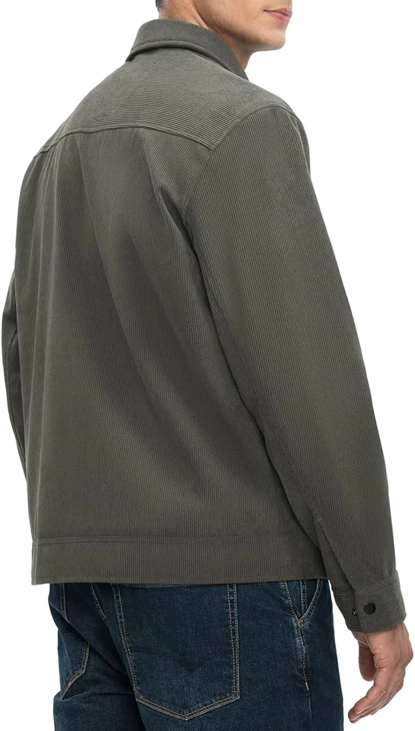 Rdruko Men's Corduroy Jacket Windbreaker Lightweight Casual Stylish Full Zip Bomber Jackets with Zipper Pockets