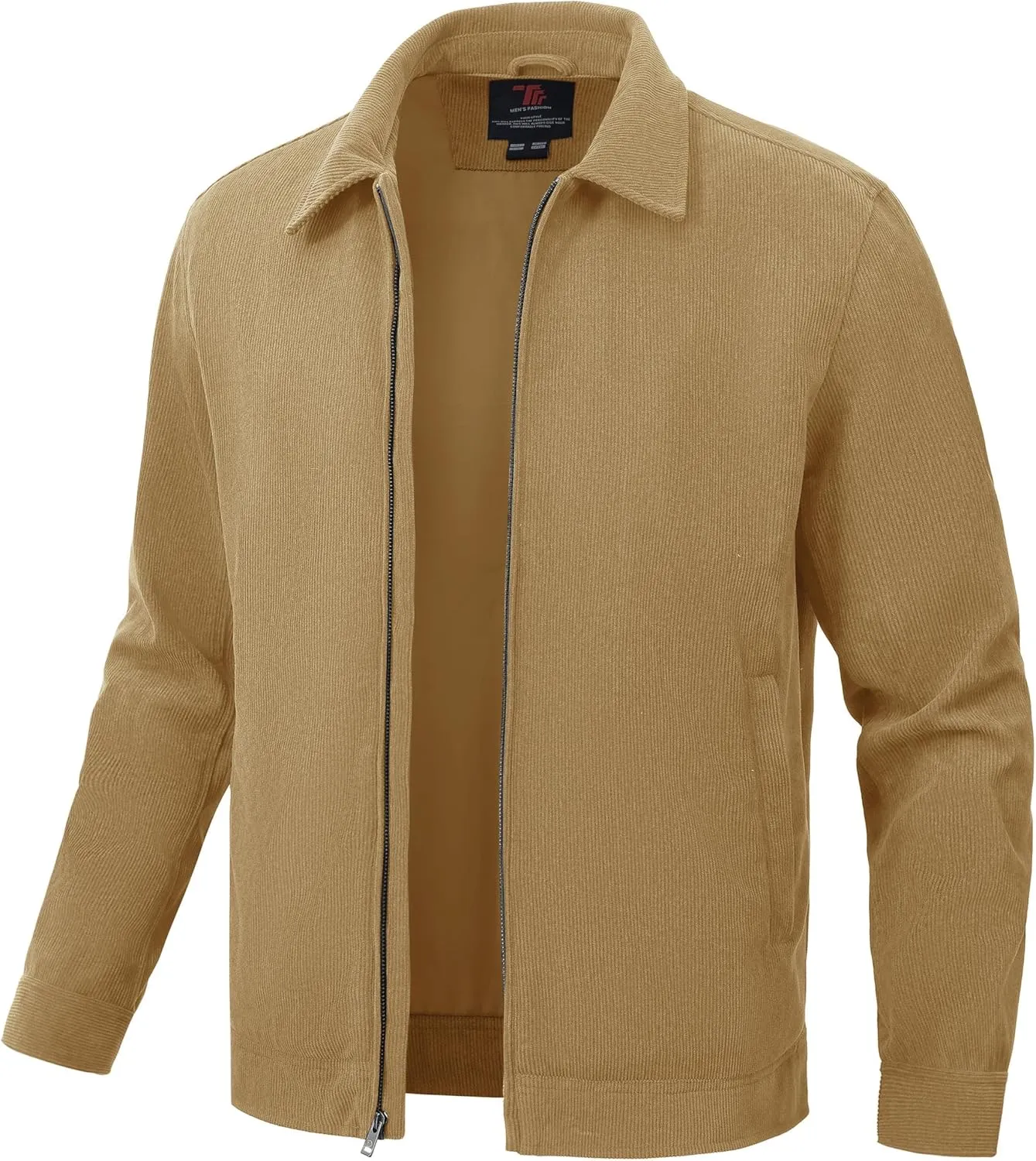 Rdruko Men's Corduroy Jacket Windbreaker Lightweight Casual Stylish Full Zip Bomber Jackets with Zipper Pockets