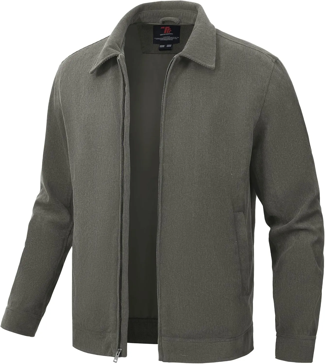 Rdruko Men's Corduroy Jacket Windbreaker Lightweight Casual Stylish Full Zip Bomber Jackets with Zipper Pockets