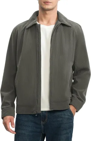 Rdruko Men's Corduroy Jacket Windbreaker Lightweight Casual Stylish Full Zip Bomber Jackets with Zipper Pockets