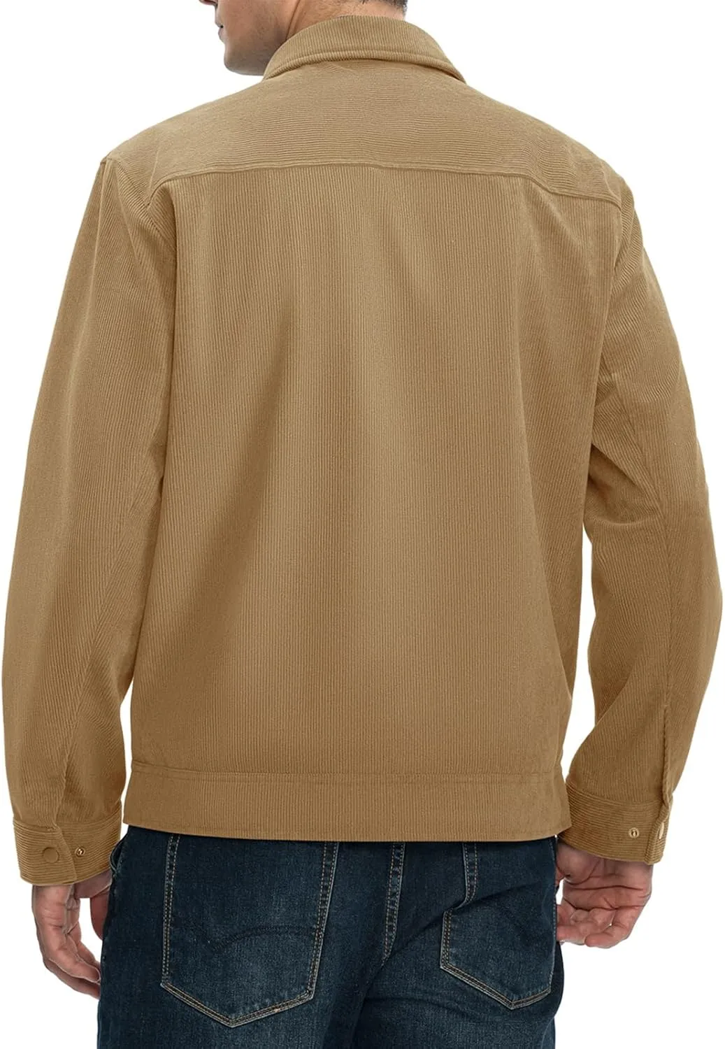 Rdruko Men's Corduroy Jacket Windbreaker Lightweight Casual Stylish Full Zip Bomber Jackets with Zipper Pockets