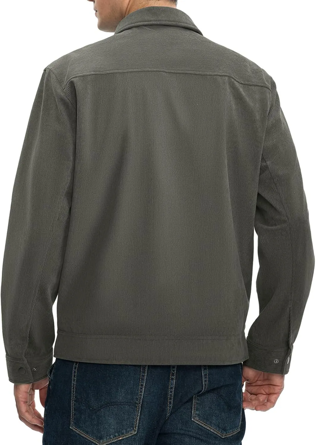 Rdruko Men's Corduroy Jacket Windbreaker Lightweight Casual Stylish Full Zip Bomber Jackets with Zipper Pockets