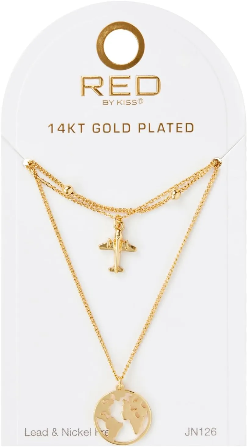 Red by Kiss 14K Gold Plated Glam Necklace, Hypoallergenic Elegance, Chic Daily, Durable & Secure Trendy Jewelry, Lead & Nickel Free Sensitive Skin