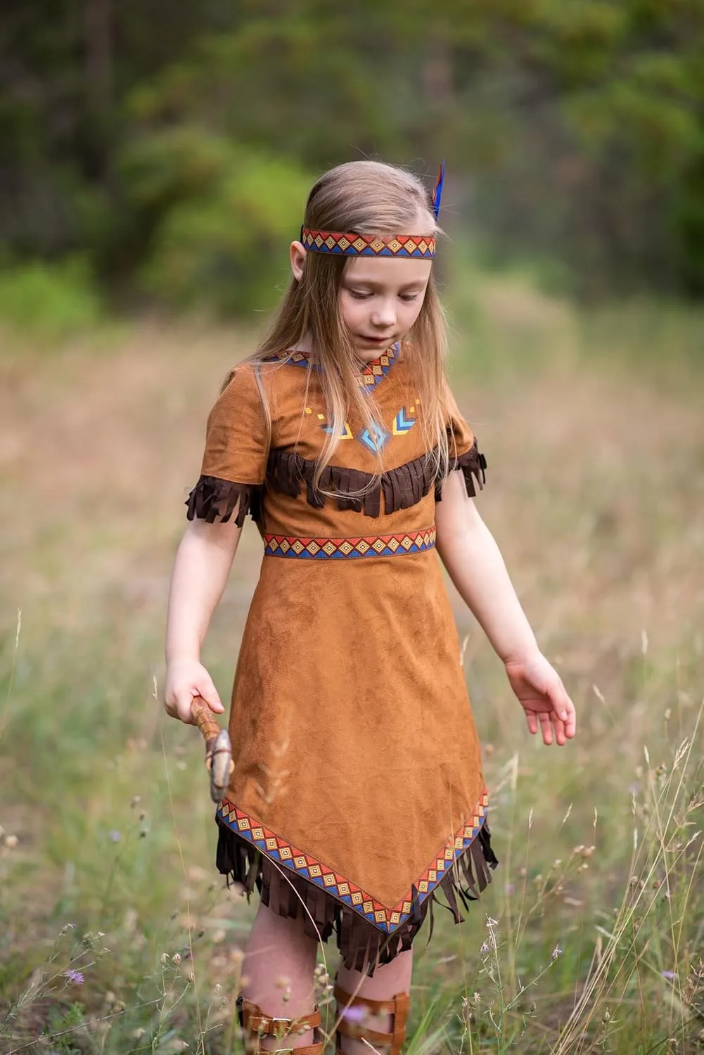 ReliBeauty Girls Thanksgiving Costume Kids Dress Outfit with Hair Accessories and Necklaces, 3T/100