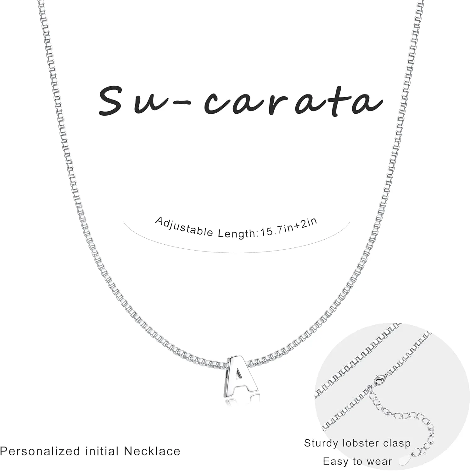 S925 Sterling Silver Initial Necklaces for Women,Personalized Initial Necklace Simple A-Z