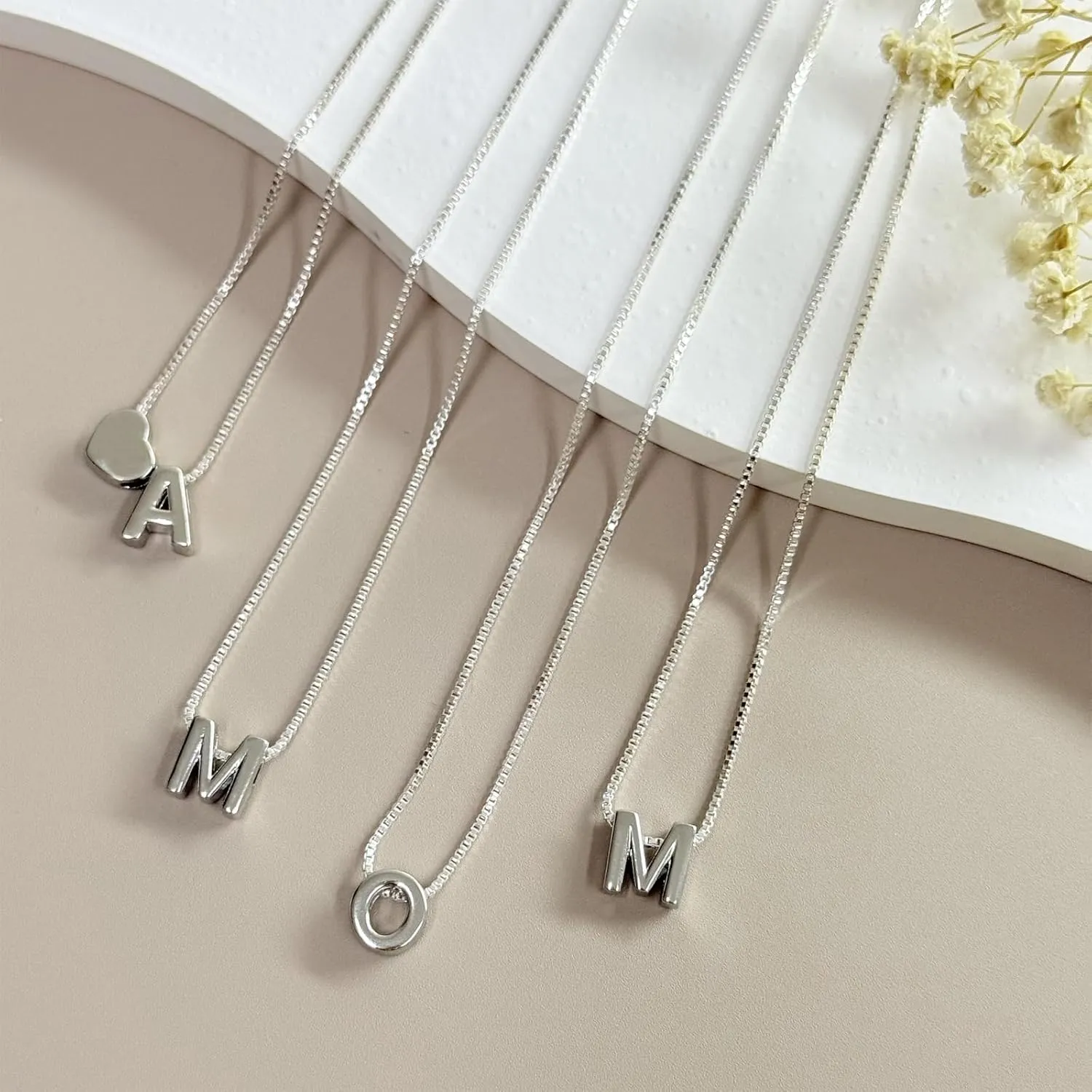 S925 Sterling Silver Initial Necklaces for Women,Personalized Initial Necklace Simple A-Z