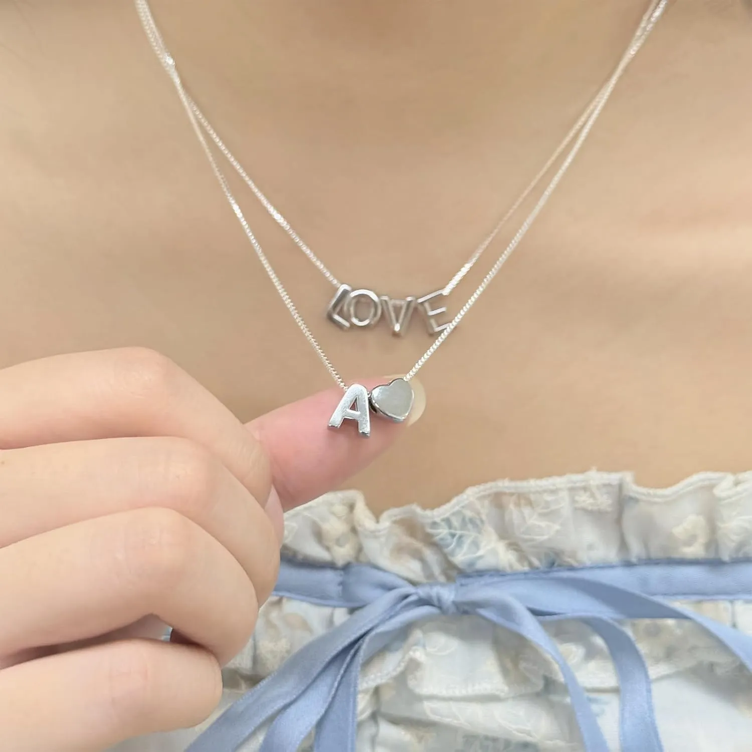 S925 Sterling Silver Initial Necklaces for Women,Personalized Initial Necklace Simple A-Z