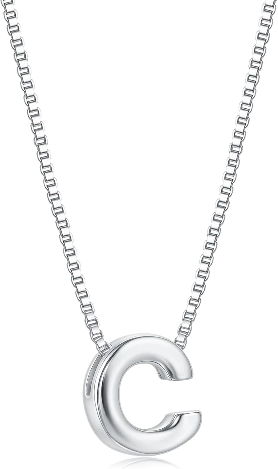 S925 Sterling Silver Initial Necklaces for Women,Personalized Initial Necklace Simple A-Z