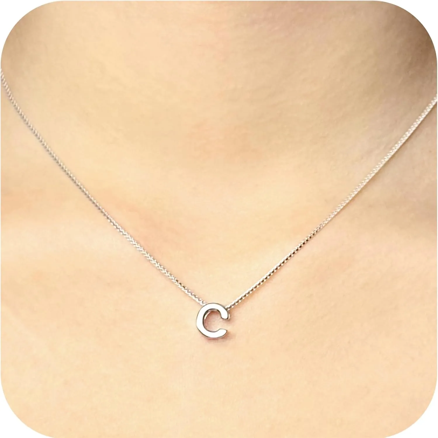 S925 Sterling Silver Initial Necklaces for Women,Personalized Initial Necklace Simple A-Z