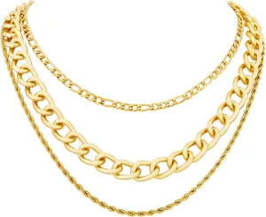 Sacina Gold-tone Layered Choker Chunky Chain Necklace, Punk Grunge Emo Necklace, Gothic Christmas Jewelry Gift for Women