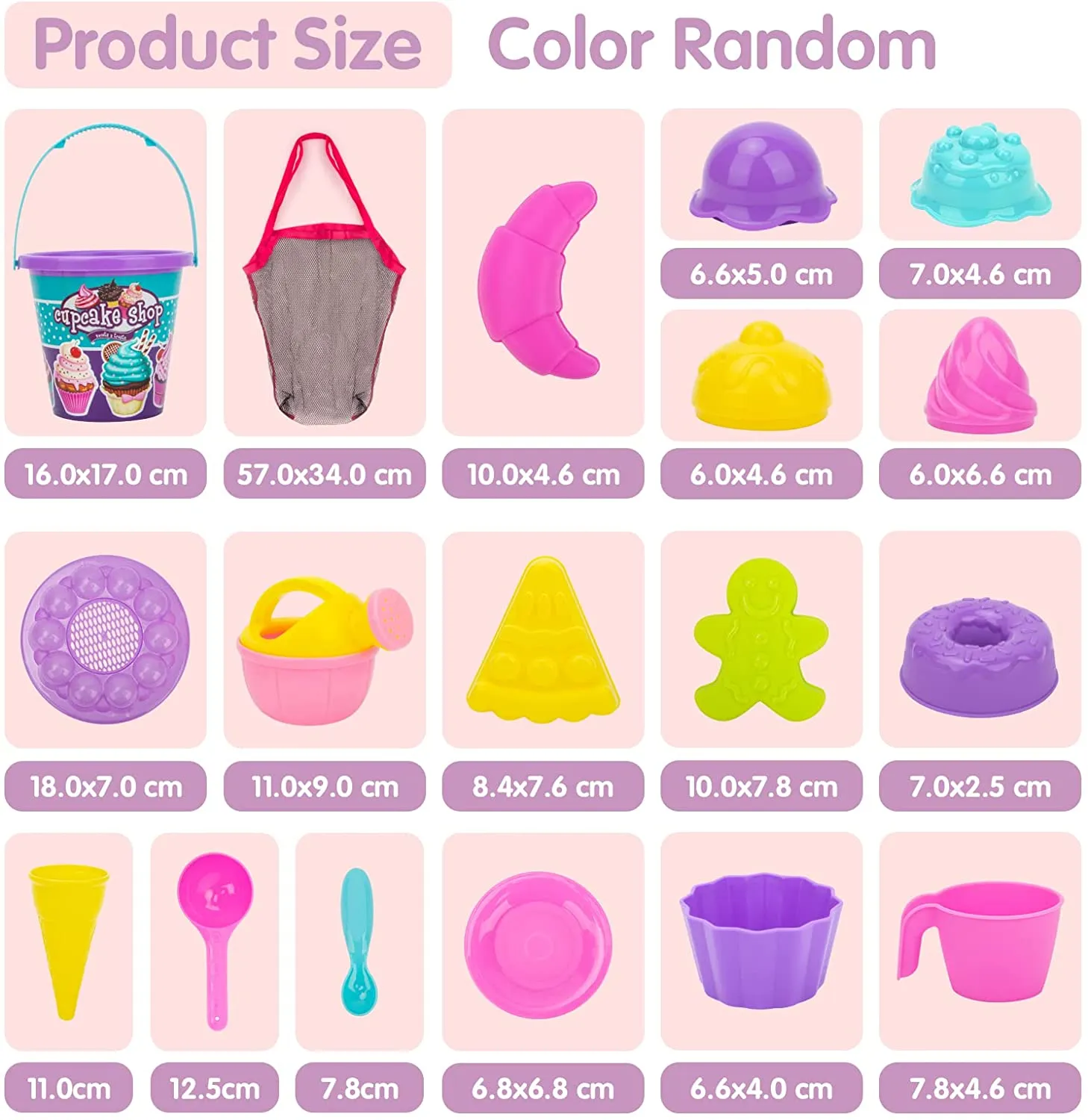 Sand Toy EIS Cupcake with Mesh Bag 24 Piece Beach Sandbox