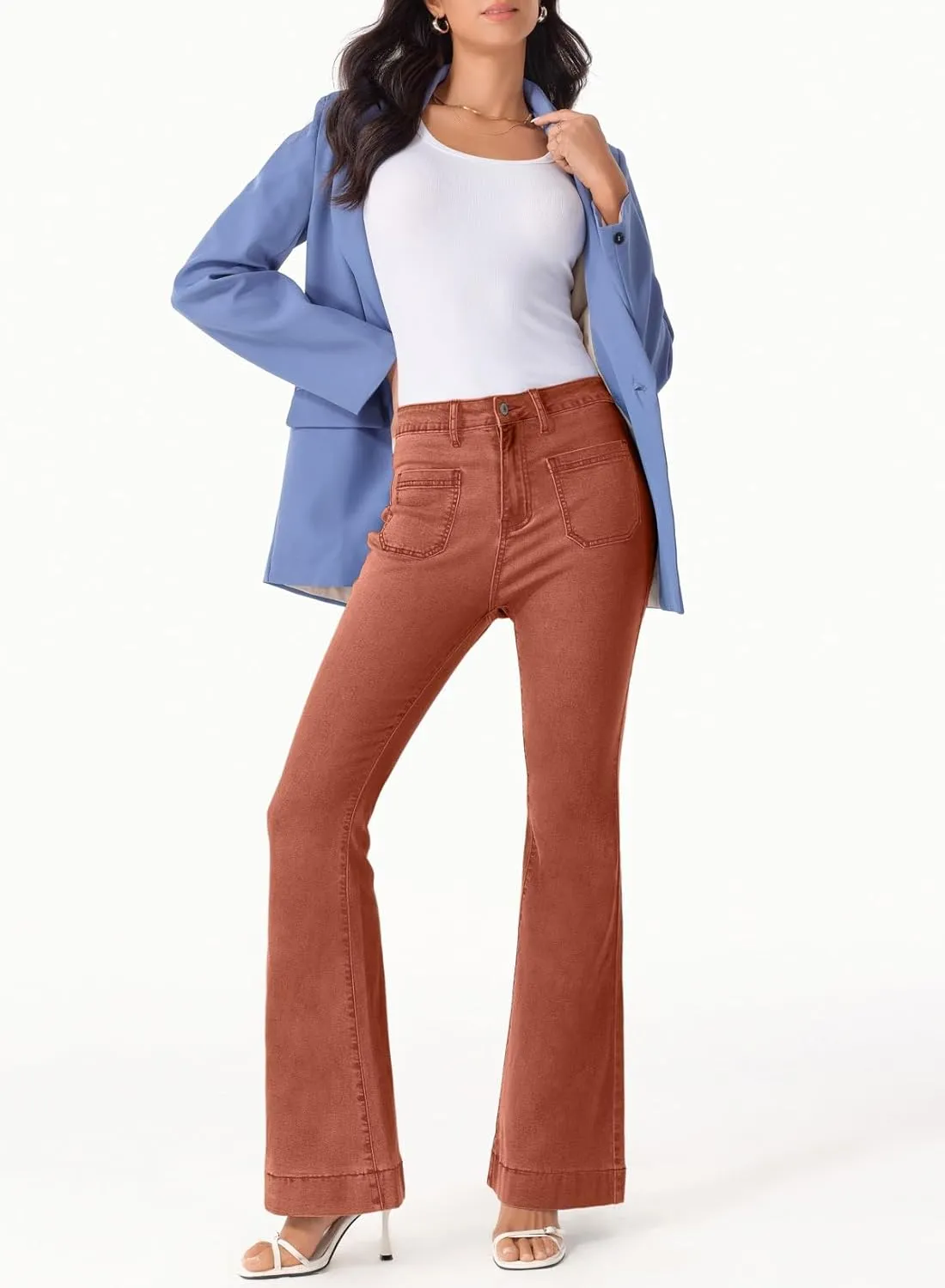 Sidefeel Womens High Waisted Jeans Stretchy Wide Leg Casual Flare Bell Bottom 2024 Fashion Denim Pants