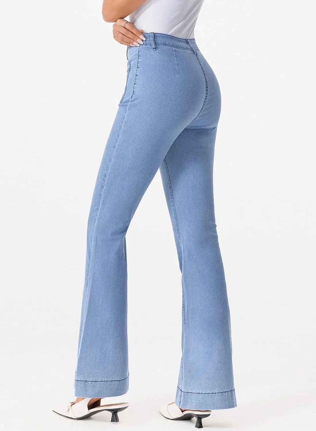 Sidefeel Womens High Waisted Jeans Stretchy Wide Leg Casual Flare Bell Bottom 2024 Fashion Denim Pants