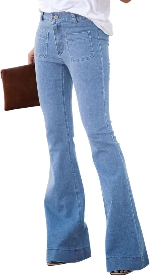 Sidefeel Womens High Waisted Jeans Stretchy Wide Leg Casual Flare Bell Bottom 2024 Fashion Denim Pants