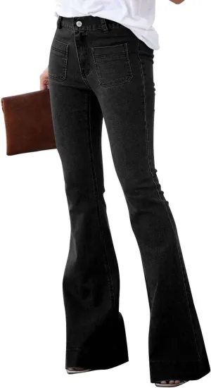 Sidefeel Womens High Waisted Jeans Stretchy Wide Leg Casual Flare Bell Bottom 2024 Fashion Denim Pants