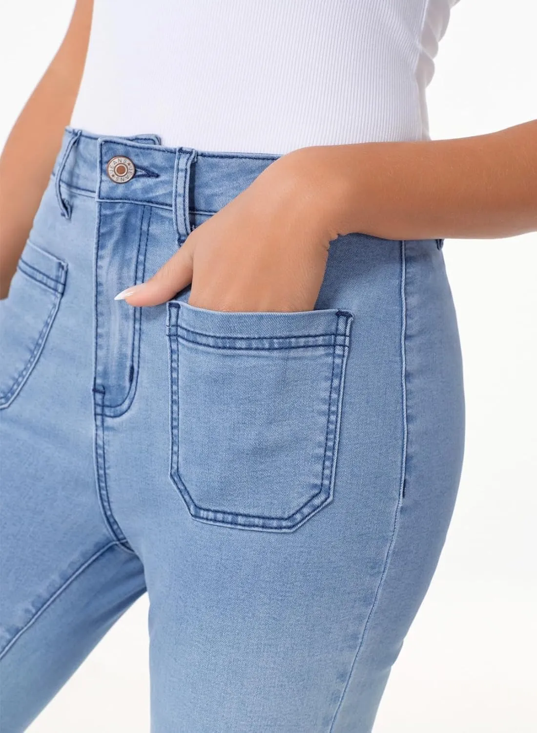 Sidefeel Womens High Waisted Jeans Stretchy Wide Leg Casual Flare Bell Bottom 2024 Fashion Denim Pants