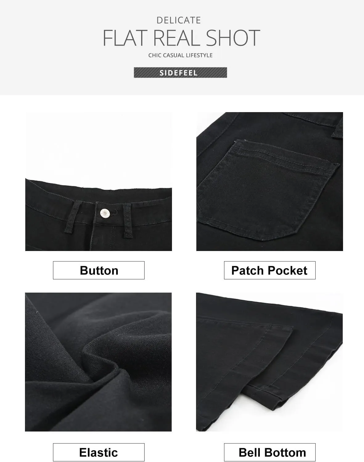 Sidefeel Womens High Waisted Jeans Stretchy Wide Leg Casual Flare Bell Bottom 2024 Fashion Denim Pants