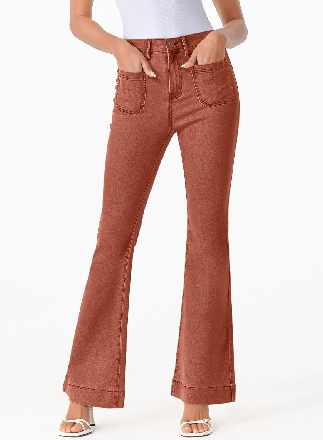 Sidefeel Womens High Waisted Jeans Stretchy Wide Leg Casual Flare Bell Bottom 2024 Fashion Denim Pants