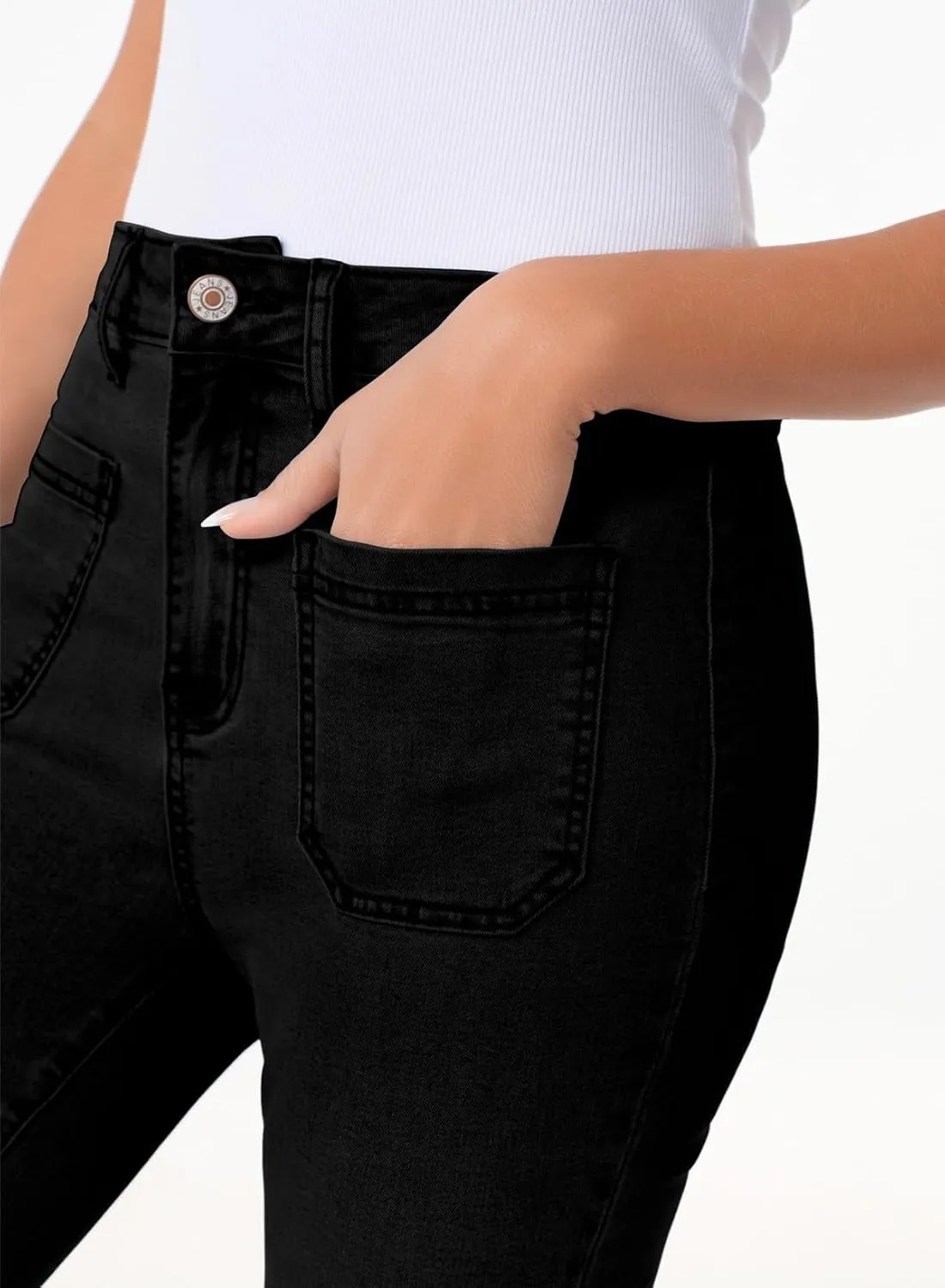 Sidefeel Womens High Waisted Jeans Stretchy Wide Leg Casual Flare Bell Bottom 2024 Fashion Denim Pants