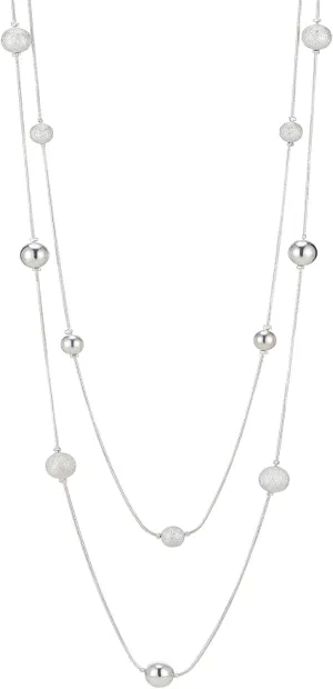 Silver Layered Long Necklace for Women Pearl Crystal Sweater Strand Chain Necklaces Fashion Gifts
