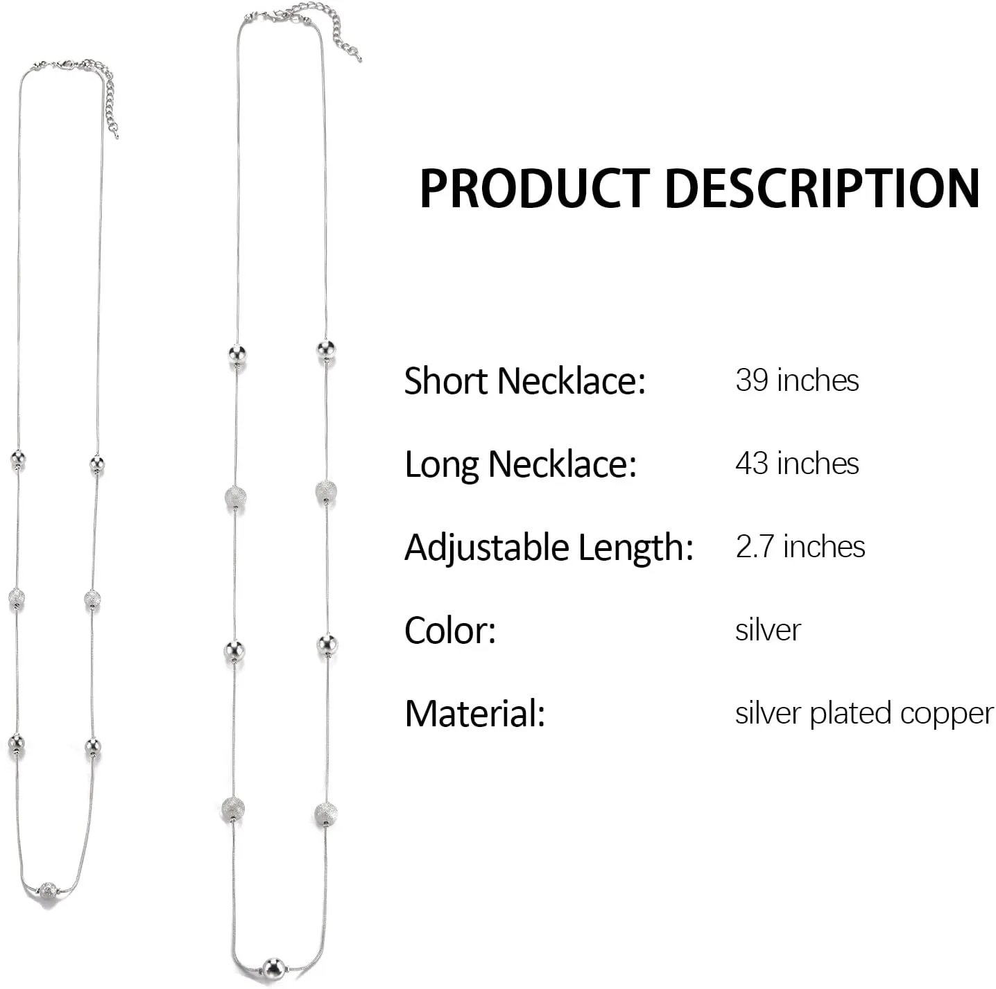 Silver Layered Long Necklace for Women Pearl Crystal Sweater Strand Chain Necklaces Fashion Gifts