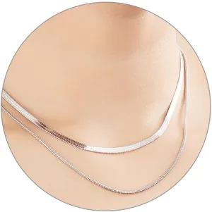Silver Necklace for Women 18K Silver Simple Choker Silver Plated Necklaces for Women