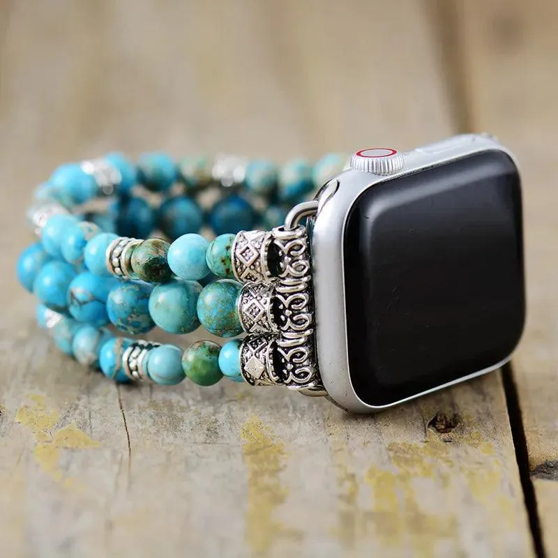 Sky Blue Jasper Stretchy Apple Watch Band