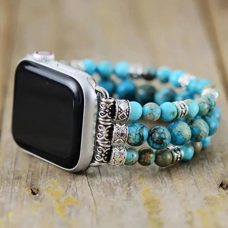 Sky Blue Jasper Stretchy Apple Watch Band