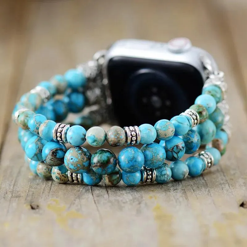 Sky Blue Jasper Stretchy Apple Watch Band