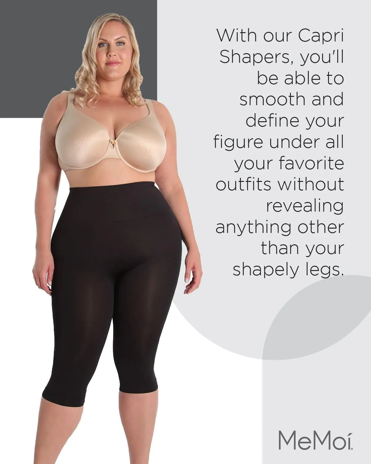 SlimMe Shapewear Leggings, High Waisted Tummy Control Capri Shapewear, Comfortable Knee Length Body Shaper - S to Q2