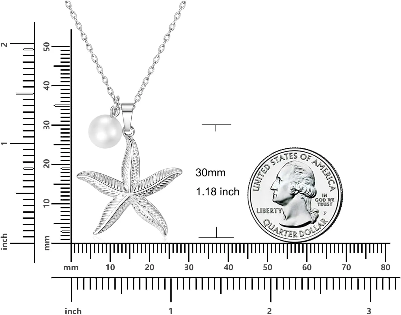 Starfish and Fresh Water Pearl Necklace for Women,Ocean Theme Fashion Jewelry