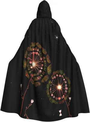 Starry Dandelion Prints Hooded Cloak for Halloween, Role-playing, and Costume Parties - Comfortable and Durable