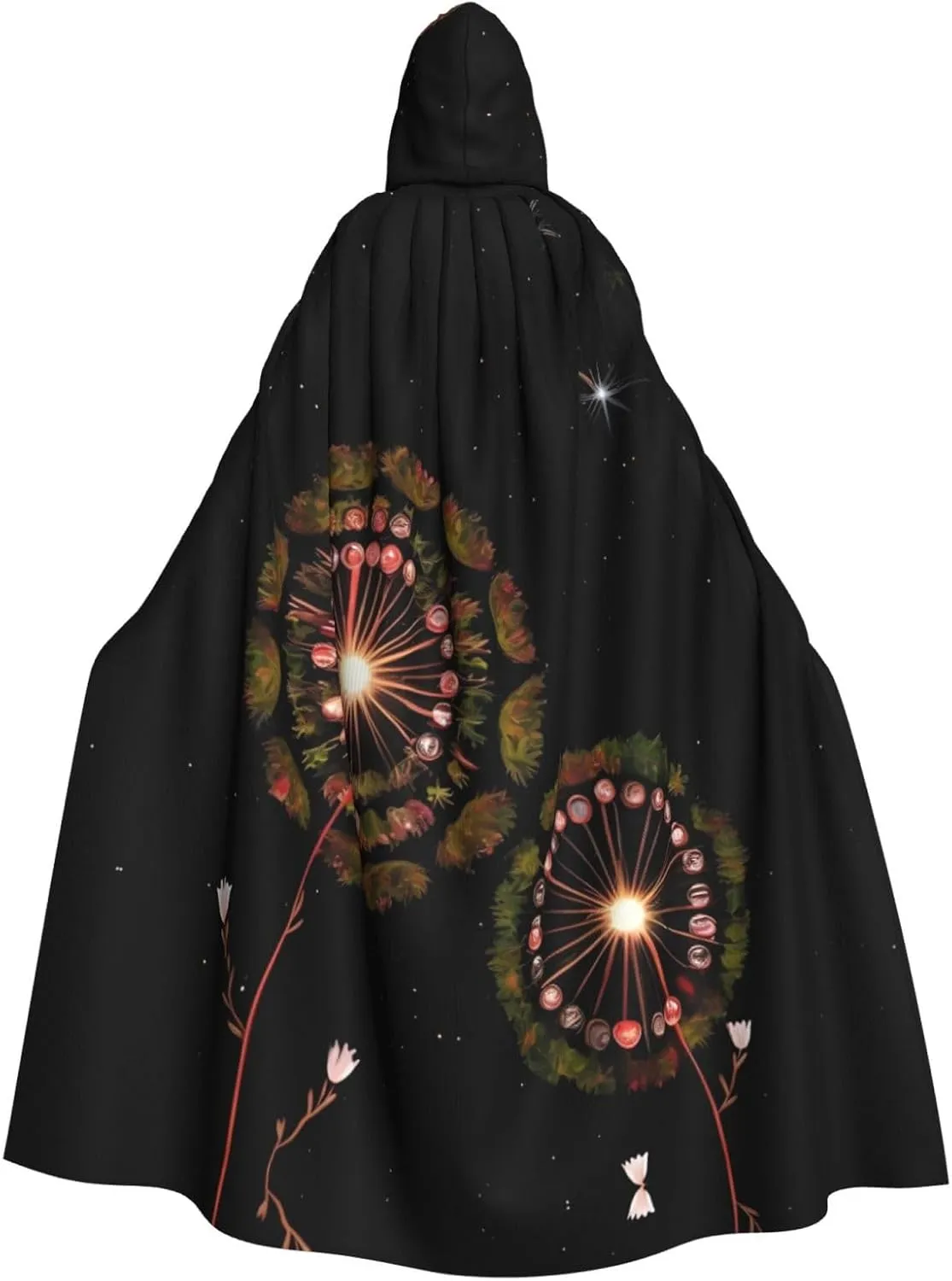 Starry Dandelion Prints Hooded Cloak for Halloween, Role-playing, and Costume Parties - Comfortable and Durable