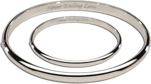 Sterling Silver Mom and Me Bangle Set with "Never Ending Love" Inscription for Mother and Daughter