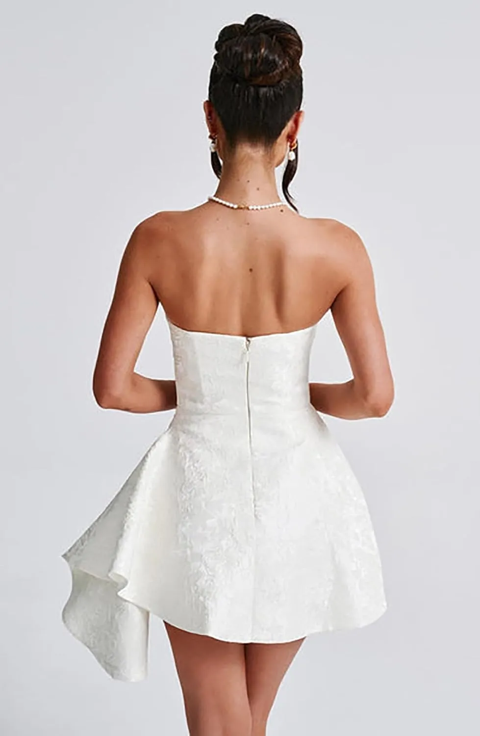 Strapless Short Homecoming Dresses for Teens Embroidery Satin A Line Mini Dress Cocktail Party Gowns