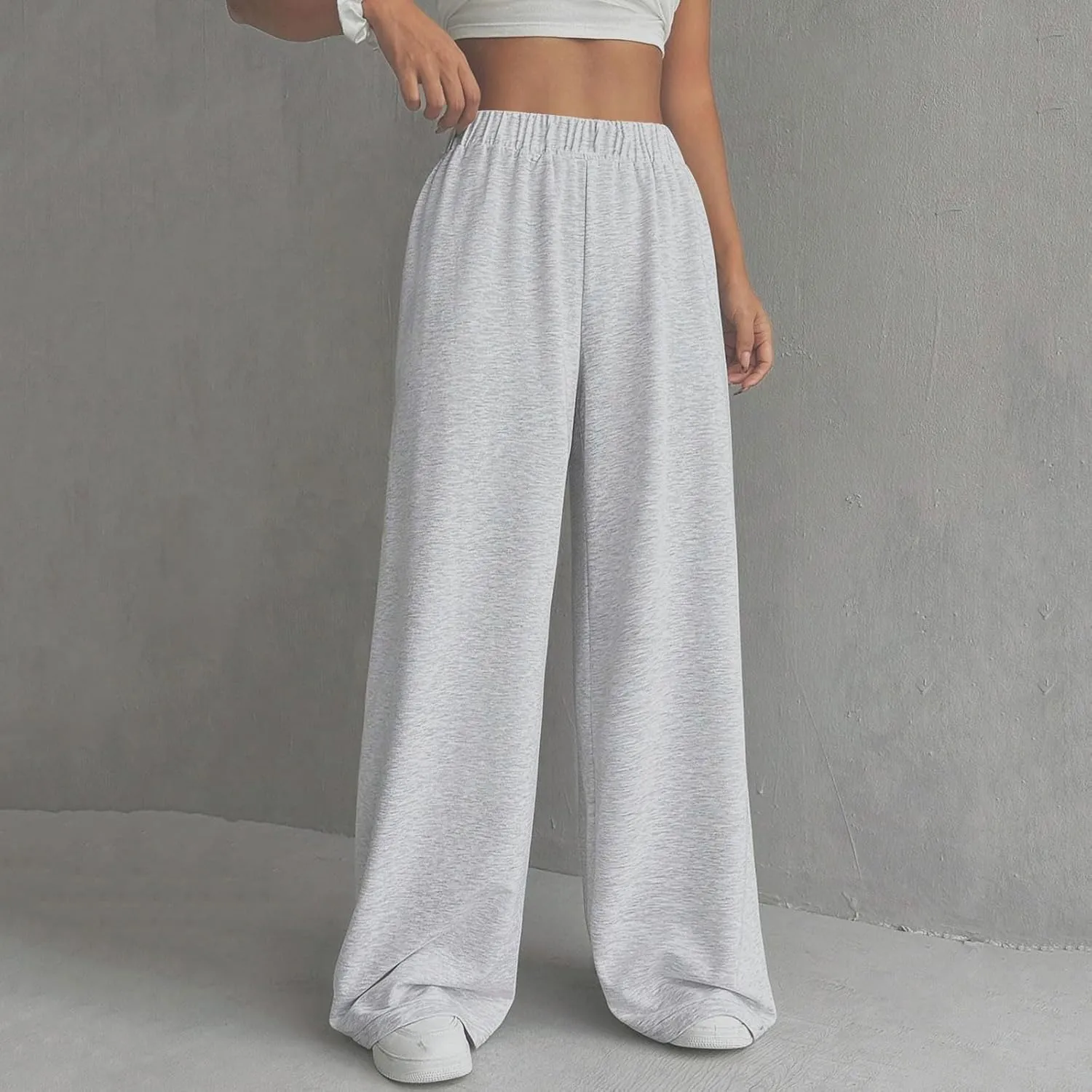 Sweatpants Women Casual Summer Elastic High Waist Lounge Pants Baggy Wide Leg Workout Trousers with Pockets