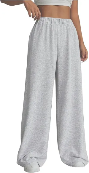 Sweatpants Women Casual Summer Elastic High Waist Lounge Pants Baggy Wide Leg Workout Trousers with Pockets