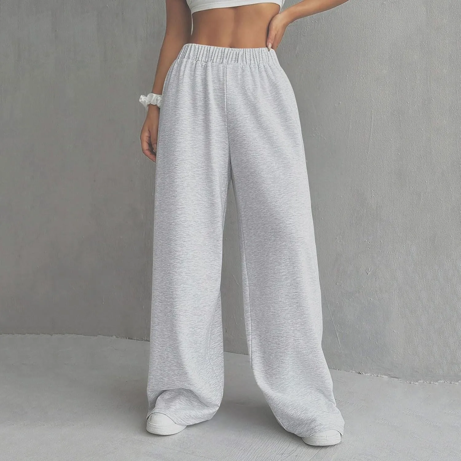 Sweatpants Women Casual Summer Elastic High Waist Lounge Pants Baggy Wide Leg Workout Trousers with Pockets