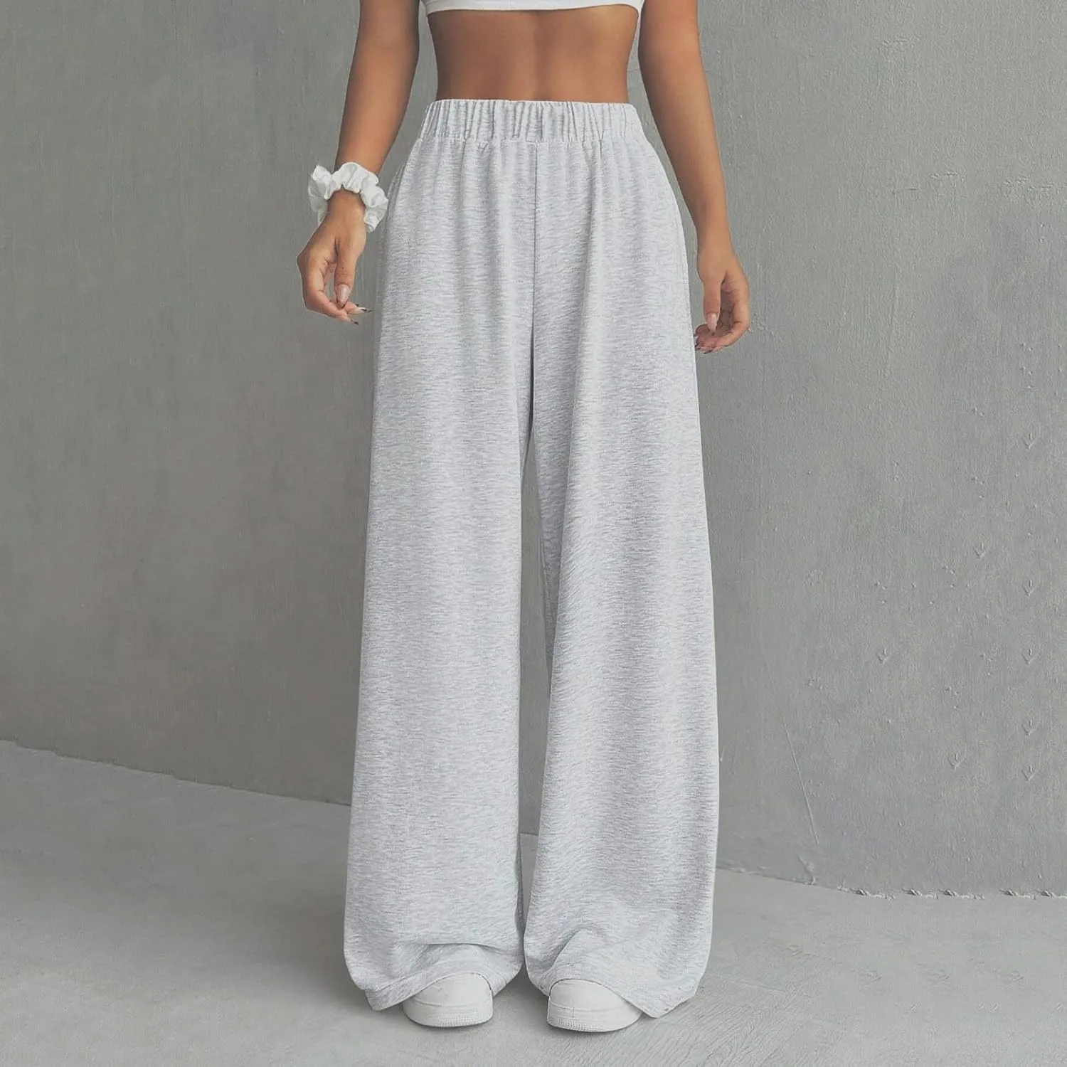Sweatpants Women Casual Summer Elastic High Waist Lounge Pants Baggy Wide Leg Workout Trousers with Pockets