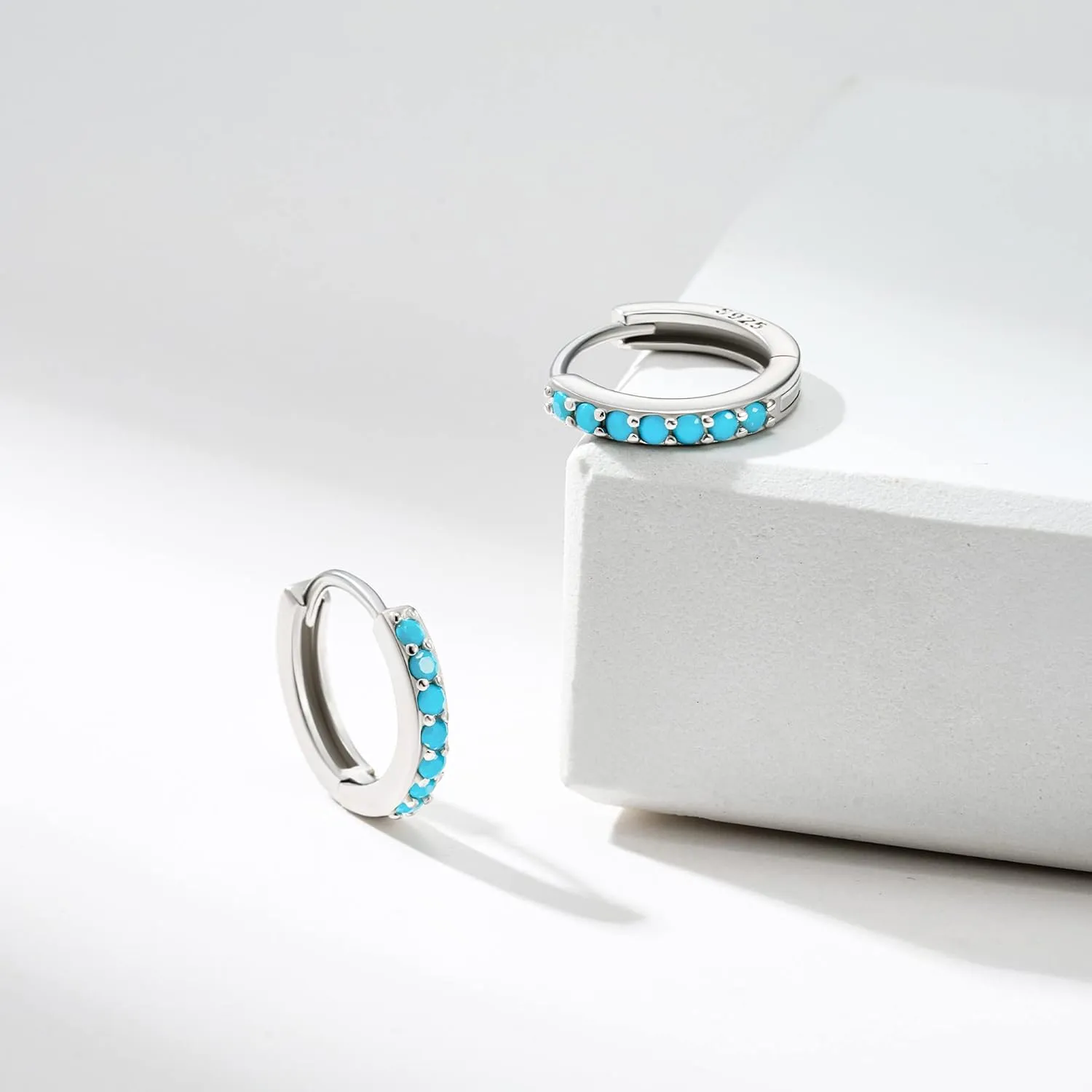 SWEETV 925 Sterling Silver Huggie Hoop Earrings for Women Girls-Tiny Small Cartilage Hoop Earring