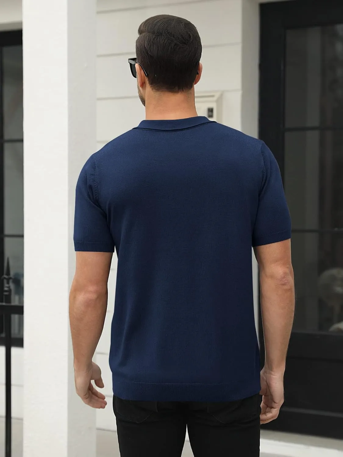 Syktkmx Mens Golf Polo Shirts Short Sleeve Casual Banded Bottom Stretch Classic Fit Solid Knit T-Shirts