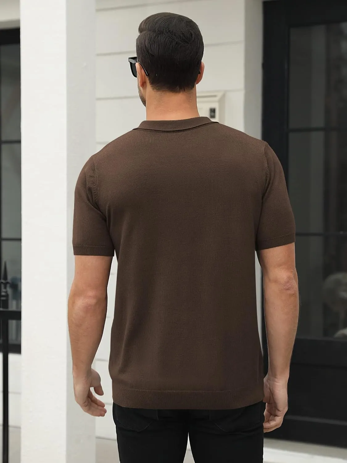 Syktkmx Mens Golf Polo Shirts Short Sleeve Casual Banded Bottom Stretch Classic Fit Solid Knit T-Shirts