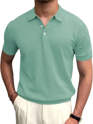 Syktkmx Mens Golf Polo Shirts Short Sleeve Casual Banded Bottom Stretch Classic Fit Solid Knit T-Shirts