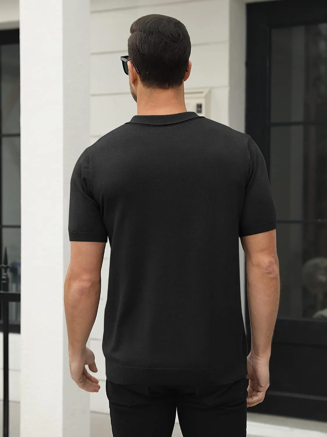 Syktkmx Mens Golf Polo Shirts Short Sleeve Casual Banded Bottom Stretch Classic Fit Solid Knit T-Shirts