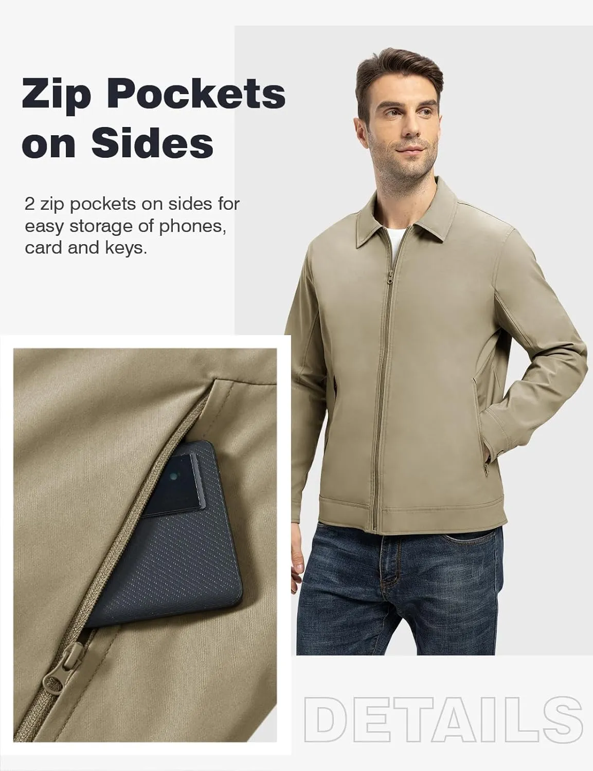 TBMPOY Men's Lightweight Jackets Casual Windbreaker Stylish Light Fall Spring Golf Work Dress Business