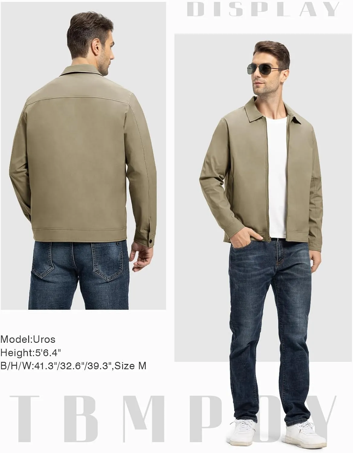TBMPOY Men's Lightweight Jackets Casual Windbreaker Stylish Light Fall Spring Golf Work Dress Business