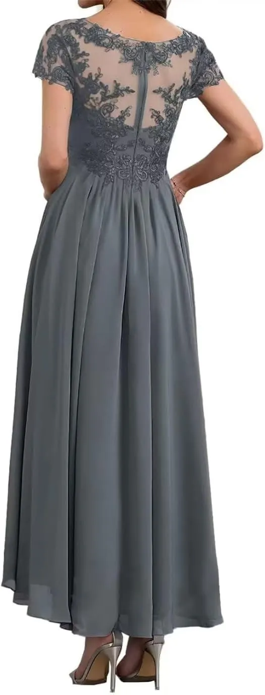 Tea Length Mother of The Bride Dresses for Wedding Lace Appliques Evening Dresses for Women