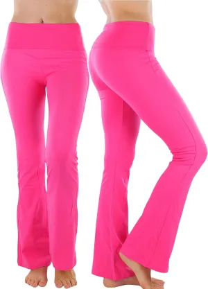 ToBeInStyle Womens Premium Comfortable Cotton-Blend Fold Over Flared Yoga Pants Leggings