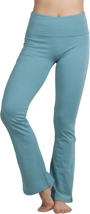 ToBeInStyle Womens Premium Comfortable Cotton-Blend Fold Over Flared Yoga Pants Leggings